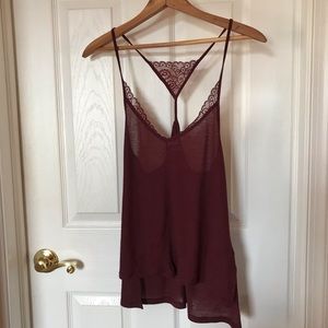 Maroon lace tank top